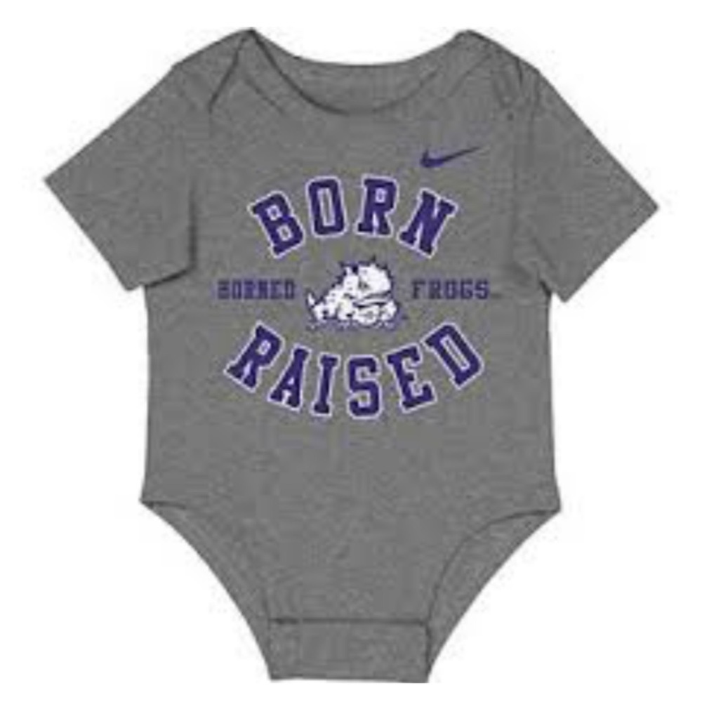 NIKE Texas Christian University Horned Frogs Gray Purple Unisex Infant Bodysuit